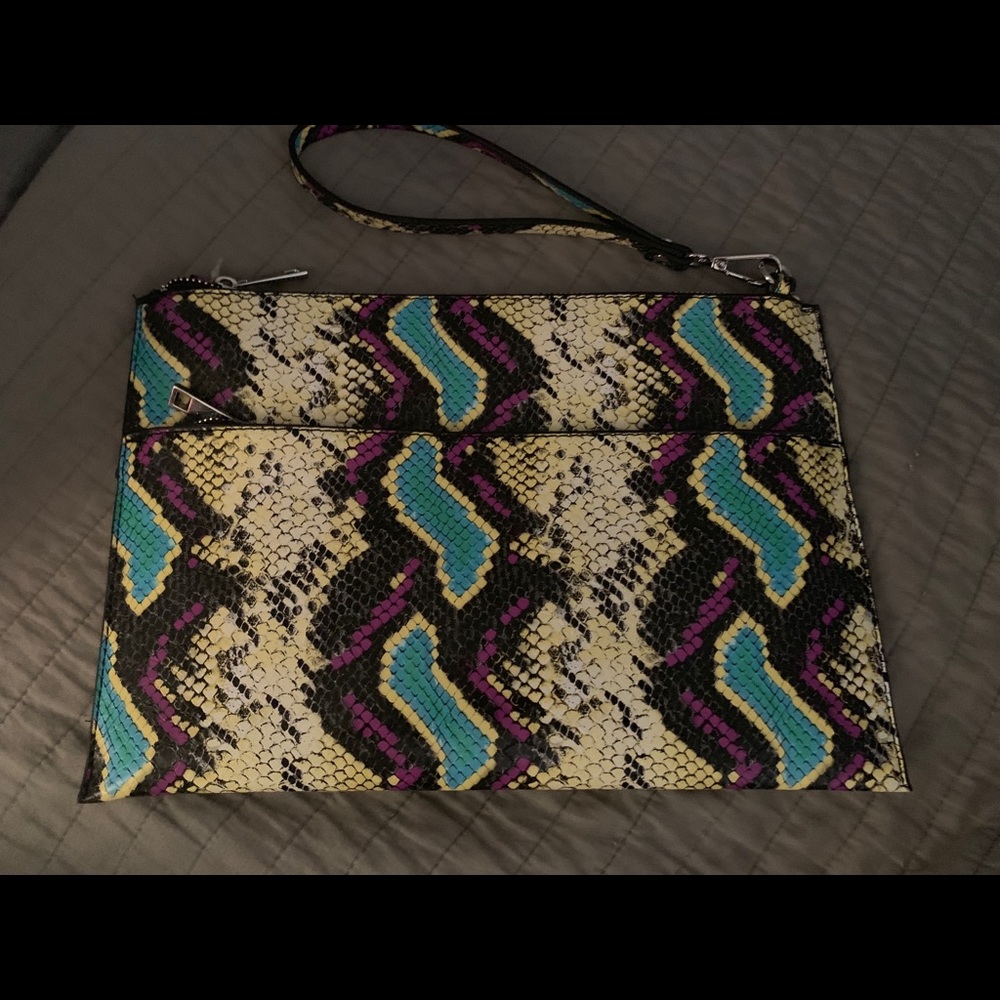 Colorful snakeskin clutch